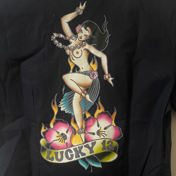 NWOT Lucky 13 Black Button Down Work Shirt - Picture 5 of 5